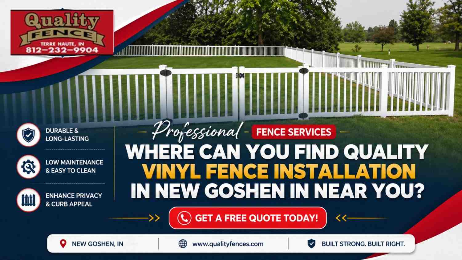 vinyl fence installation in New Goshen IN
