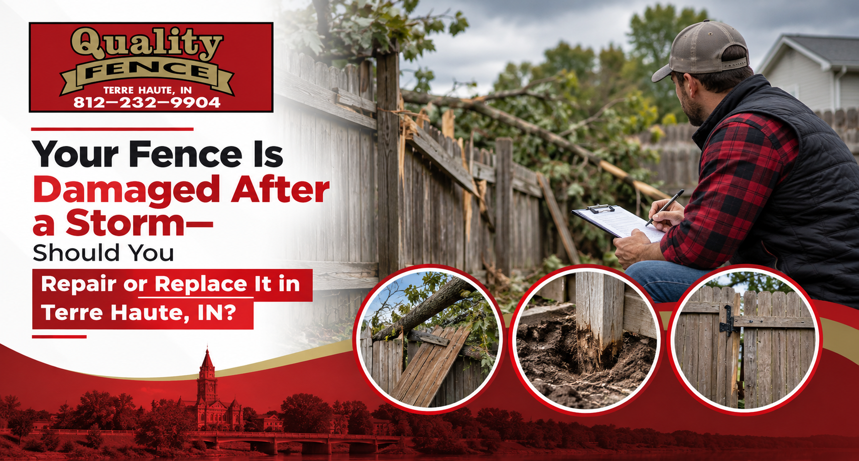 Storm damaged fence Terre Haute